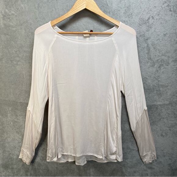 XCVI Cream Long Sleeve Knit Top Lightweight Comfortable Versatile Small Basic - Picture 1 of 14